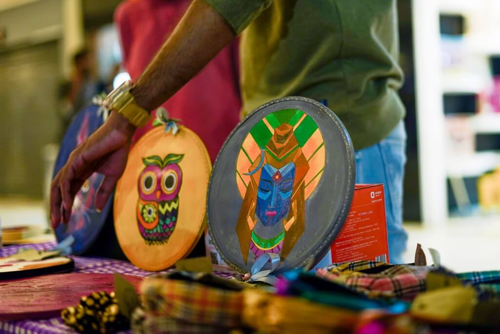 D Institute Cochinu2019s Tanisi Sale Event by students hand embroidery wall hangings1