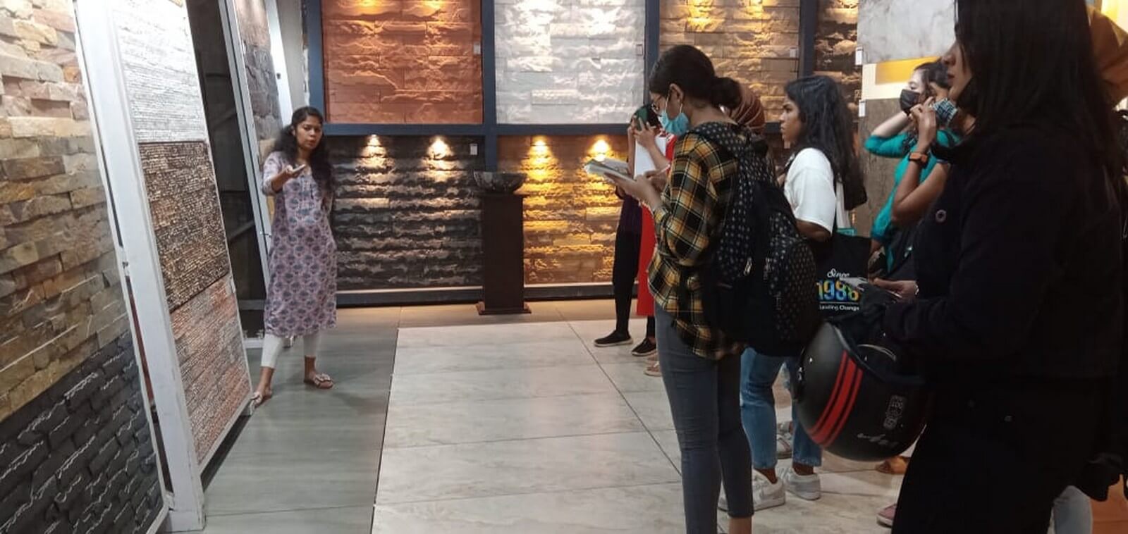 P Stone Gallery Store Visit by Interior design students Academy of Design and Management